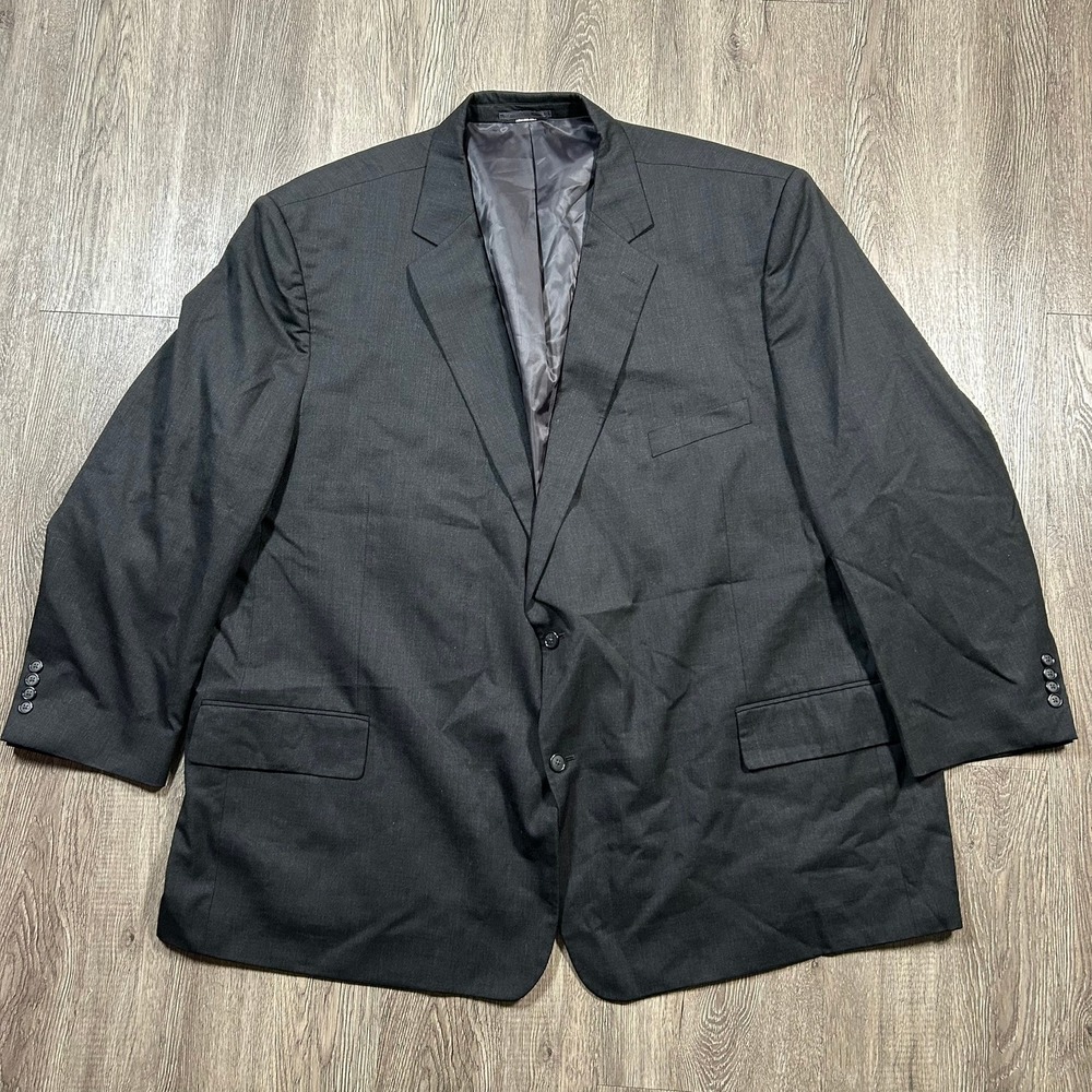 Oak Hill Blazer 62 Regular Charcoal Grey 100% Wool Two Button Sport Coat